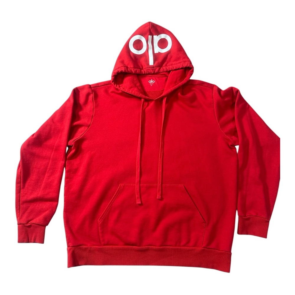 ALOYoga Men’s XLUSH Red Hoodie Size XL Streetwear Pullover, Excellent Condition